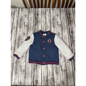 Sesame Street Elmo Blue Varsity Quilted Snap Jacket 2T Vintage